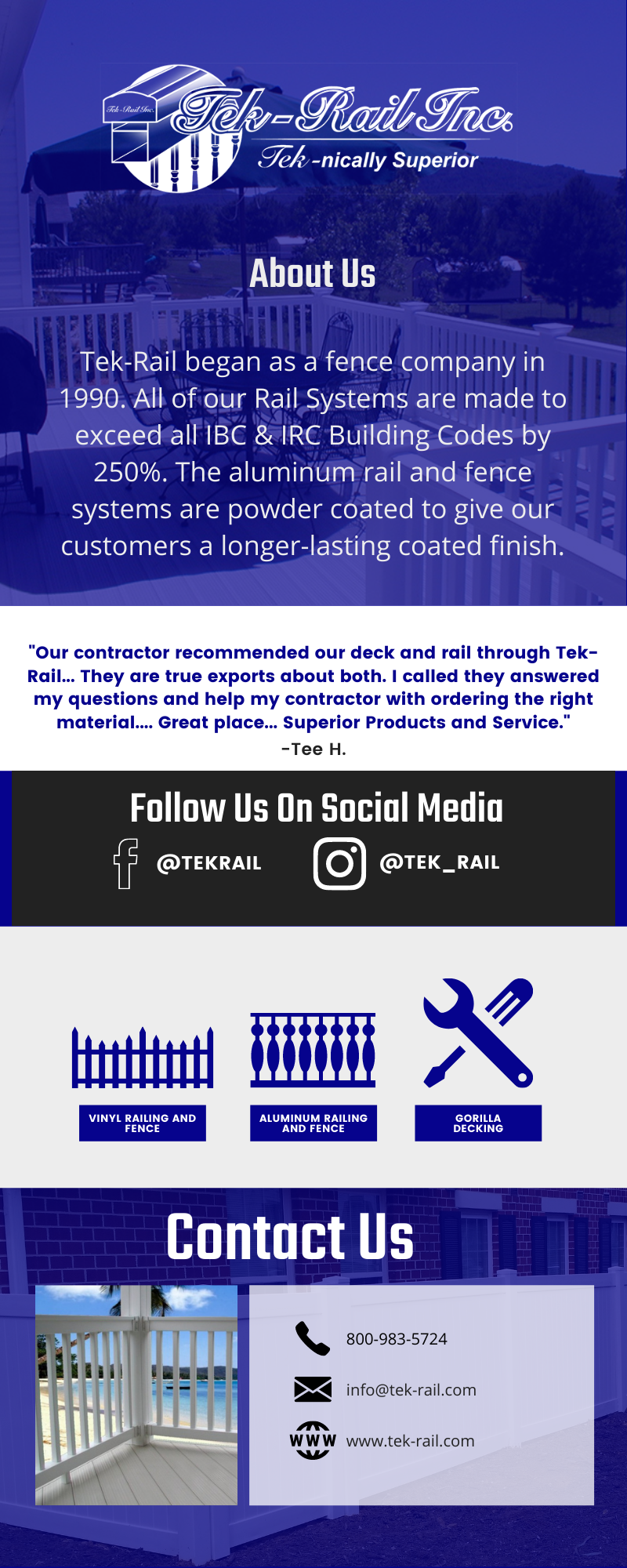 Tek Rail Fence Company Infographic